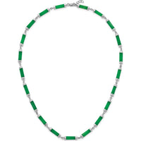 Sterling Silver Rhodium-Plated Polished Jade Bar Necklace 16.75" with 0.5" Extension by Lumare Gioia