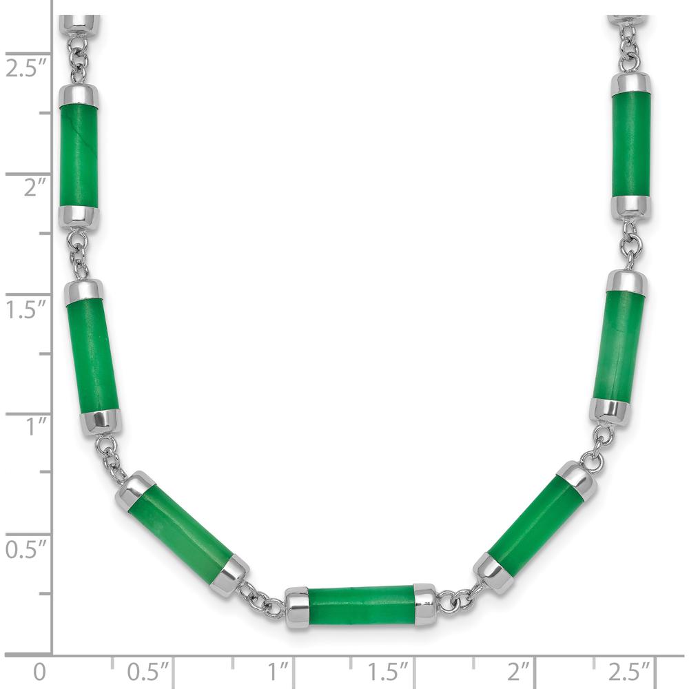 Sterling Silver Rhodium-Plated Polished Jade Bar Necklace 16.75" with 0.5" Extension by Lumare Gioia