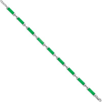 Sterling Silver Rhodium-Plated Polished Jade Bars Bracelet - 8" Length by Lumare Gioia