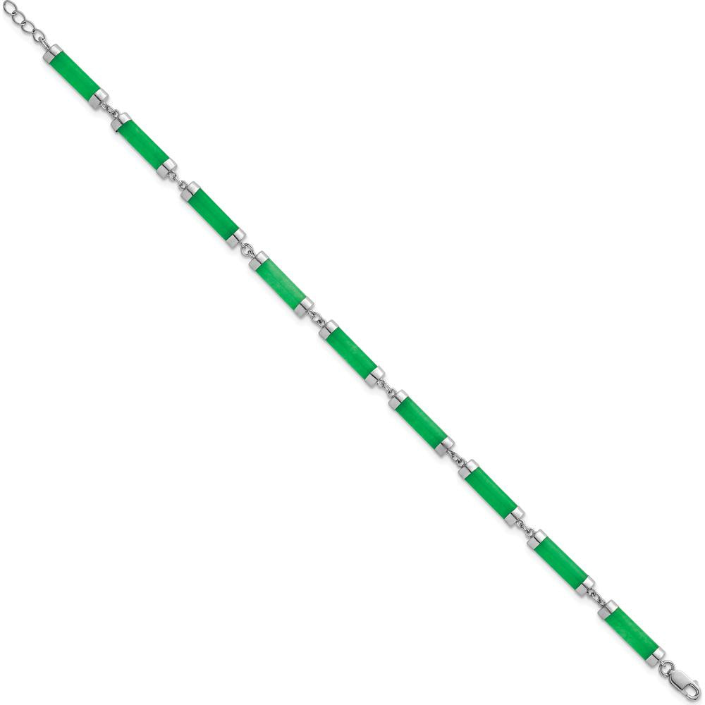 Sterling Silver Rhodium-Plated Polished Jade Bars Bracelet - 8" Length by Lumare Gioia