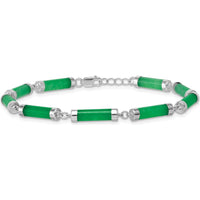 Sterling Silver Rhodium-Plated Polished Jade Bars Bracelet - 8" Length by Lumare Gioia