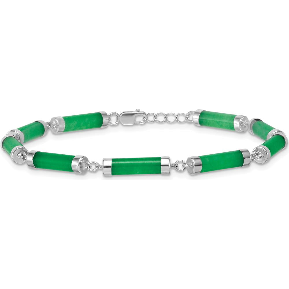 Sterling Silver Rhodium-Plated Polished Jade Bars Bracelet - 8" Length by Lumare Gioia