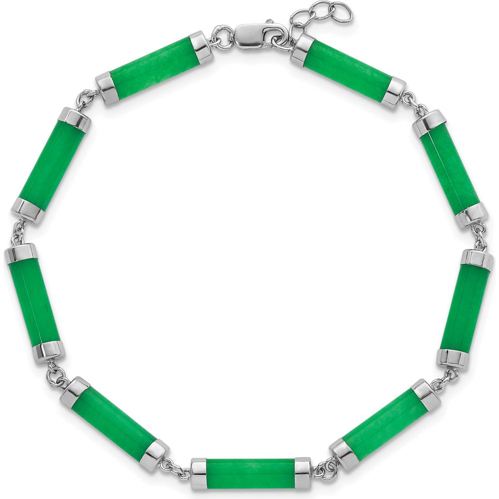 Sterling Silver Rhodium-Plated Polished Jade Bars Bracelet - 8" Length by Lumare Gioia