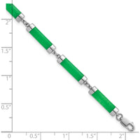 Sterling Silver Rhodium-Plated Polished Jade Bars Bracelet - 8" Length by Lumare Gioia