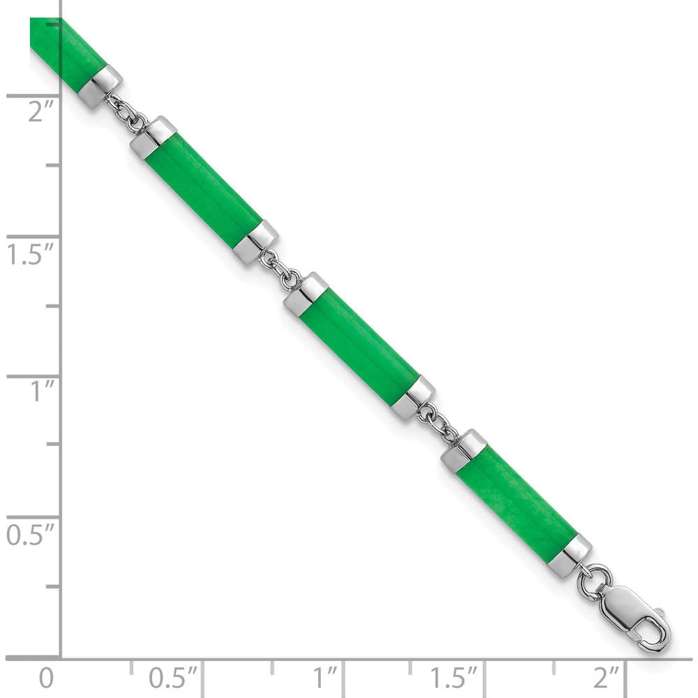 Sterling Silver Rhodium-Plated Polished Jade Bars Bracelet - 8" Length by Lumare Gioia