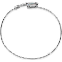 Sterling Silver Rhodium-Plated Polished Larimar Cabochon Flexible Bangle - 27.2mm Length by Lumare Gioia