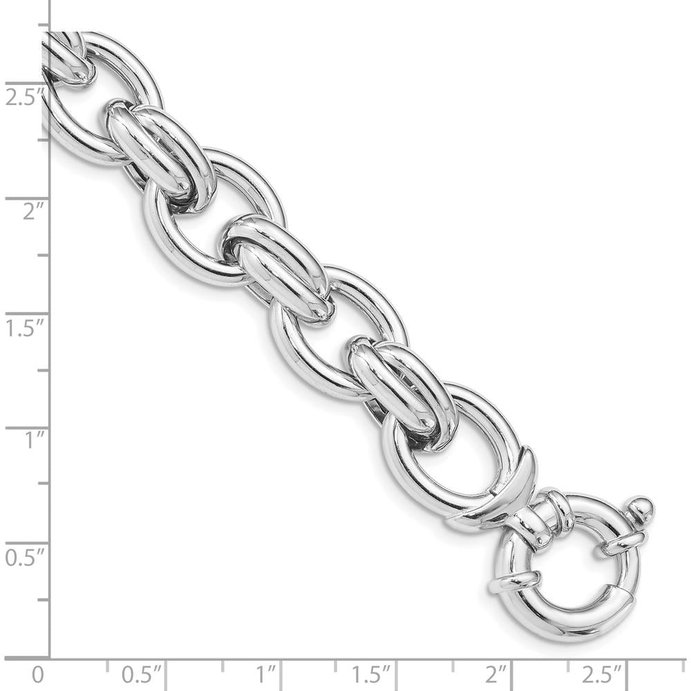 Sterling Silver Rhodium Plated Polished Link Bracelet - 7.25 inches by Lumare Gioia