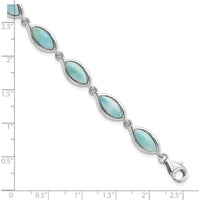 Sterling Silver Rhodium-Plated Polished Marquise Larimar Bracelet - 10 Stones by Lumare Gioia
