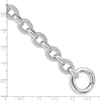 Sterling Silver Rhodium Plated Polished Textured Fancy Link Bracelet - 7.25" Length by Lumare Gioia