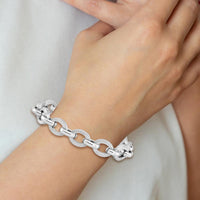 Sterling Silver Rhodium Plated Polished Textured Fancy Link Bracelet - 7.25" Length by Lumare Gioia