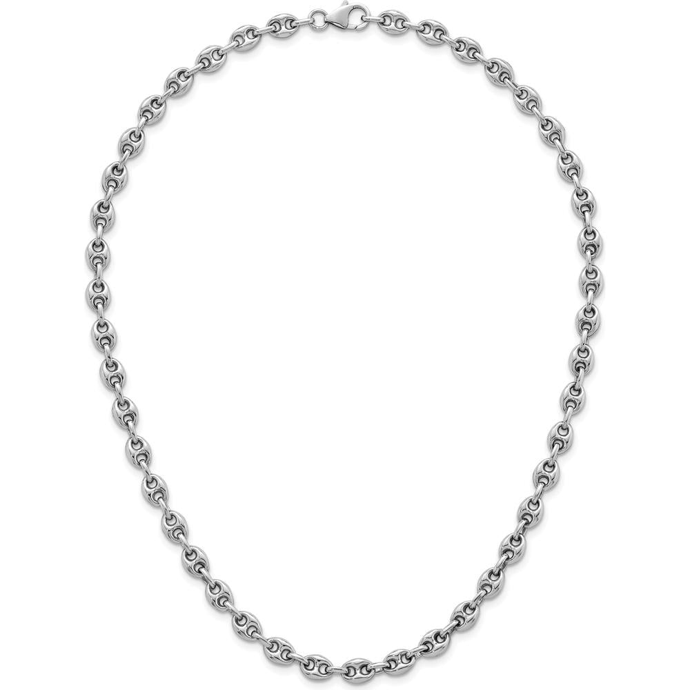 Sterling Silver Rhodium-Plated Puffed Anchor Link 18" Necklace by Lumare Gioia