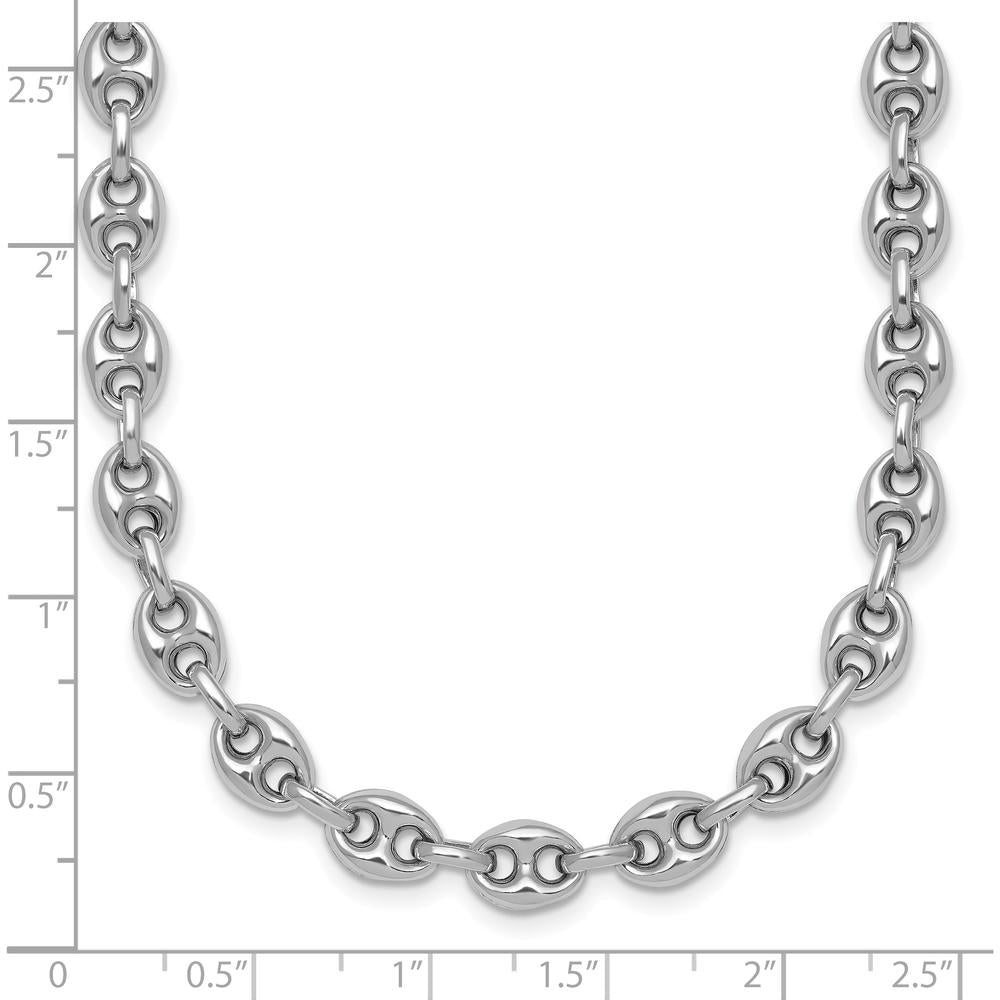 Sterling Silver Rhodium-Plated Puffed Anchor Link 18" Necklace by Lumare Gioia
