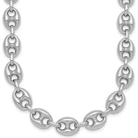 Sterling Silver Rhodium-Plated Puffed Anchor Link Necklace 18" by Lumare Gioia