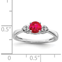 Sterling Silver Rhodium Plated Ruby and Diamond Ring - 0.54 Carat Ruby, 0.02 Carat Diamond by Lumare Gioia
