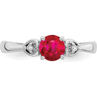 Sterling Silver Rhodium Plated Ruby and Diamond Ring - 0.54 Carat Ruby, 0.02 Carat Diamond by Lumare Gioia