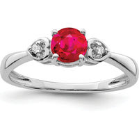 Sterling Silver Rhodium Plated Ruby and Diamond Ring - 0.54 Carat Ruby, 0.02 Carat Diamond Total Weight by Lumare Gioia