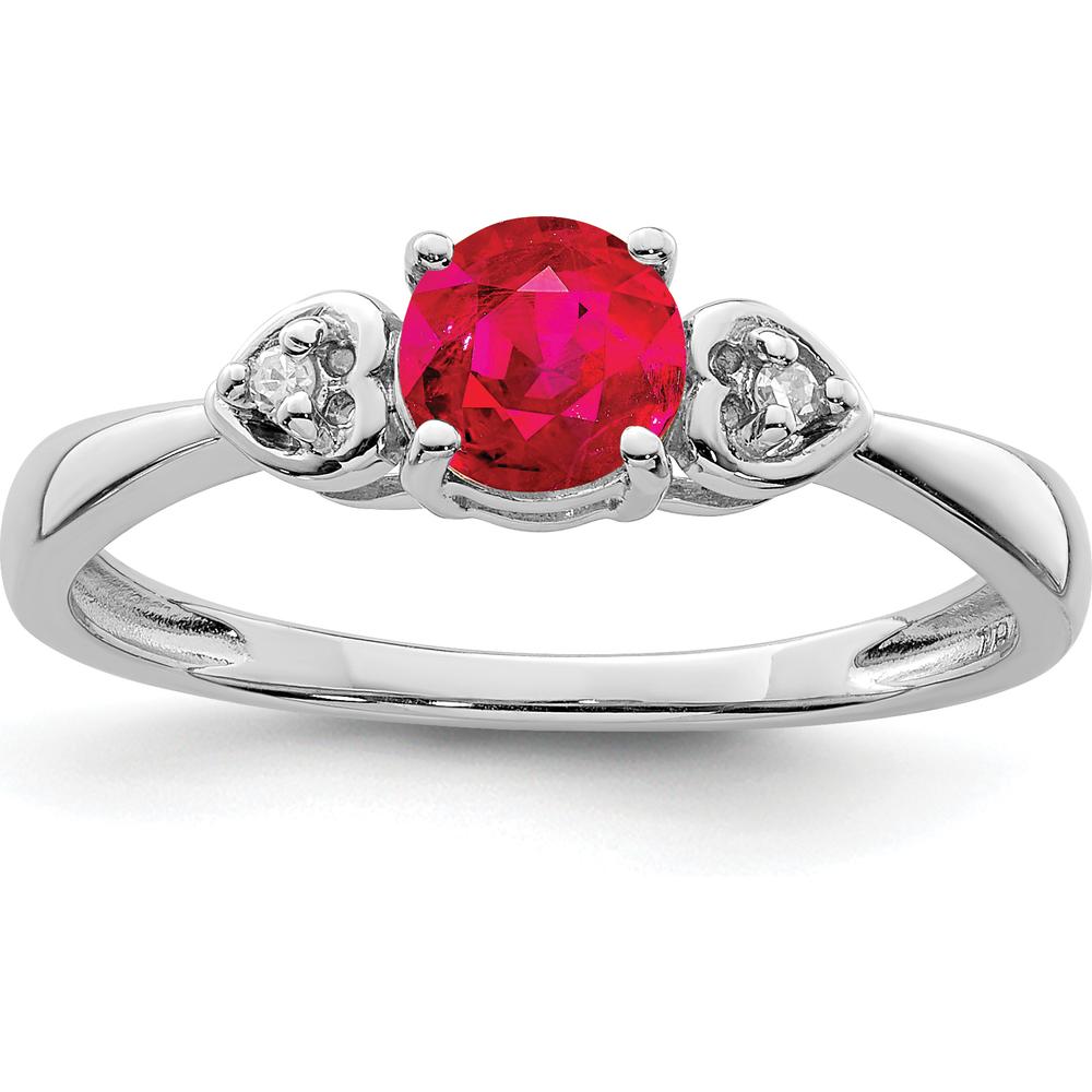 Sterling Silver Rhodium Plated Ruby and Diamond Ring - 0.54 Carat Ruby, 0.02 Carat Diamond Total Weight by Lumare Gioia