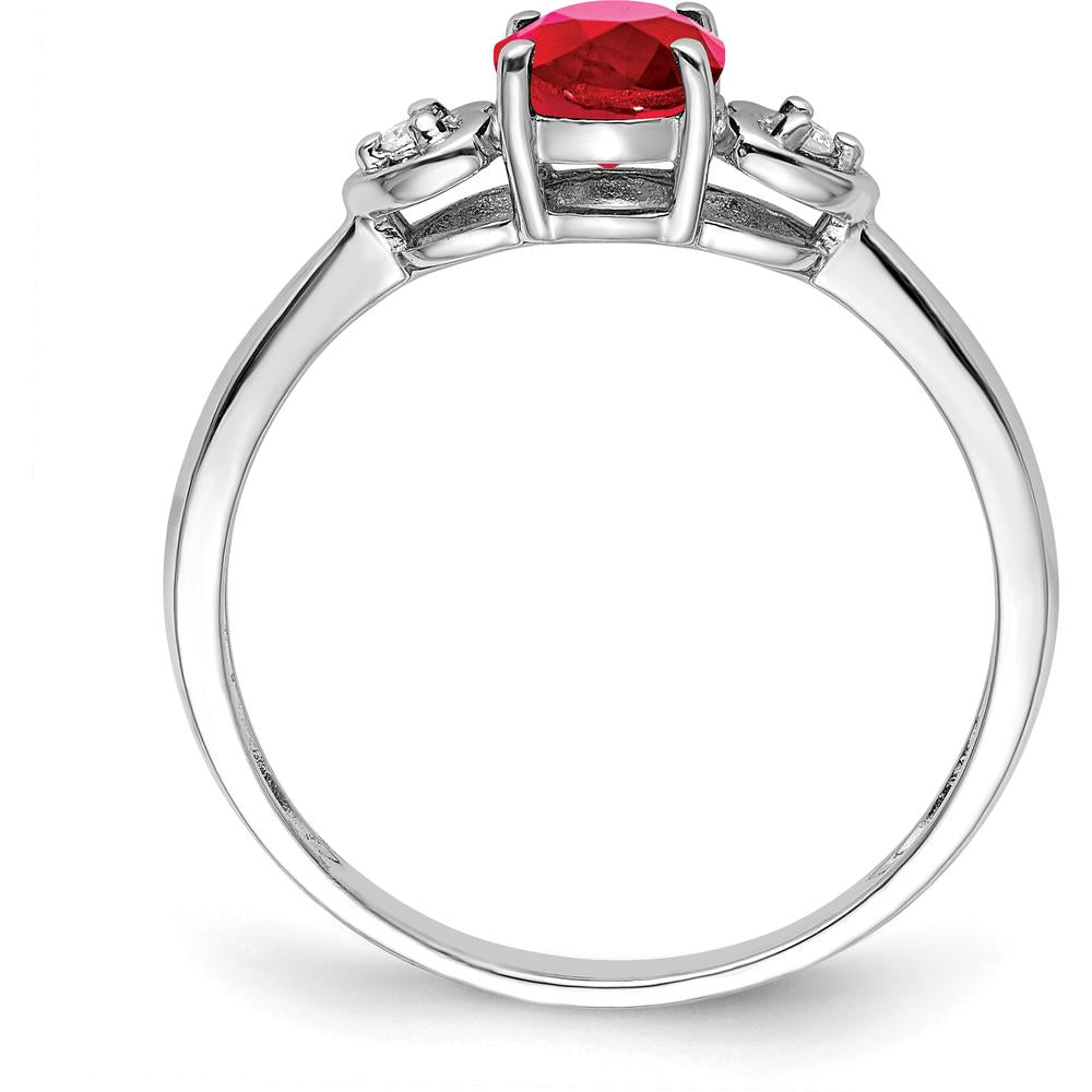 Sterling Silver Rhodium Plated Ruby and Diamond Ring - 0.54 Carat Ruby, 0.02 Carat Diamond Total Weight by Lumare Gioia