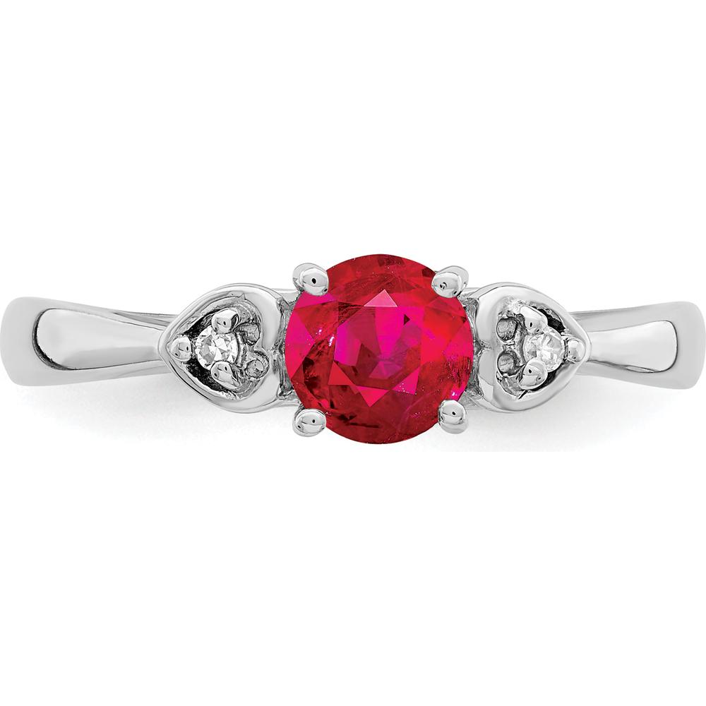 Sterling Silver Rhodium Plated Ruby and Diamond Ring - 0.54 Carat Ruby, 0.02 Carat Diamond Total Weight by Lumare Gioia