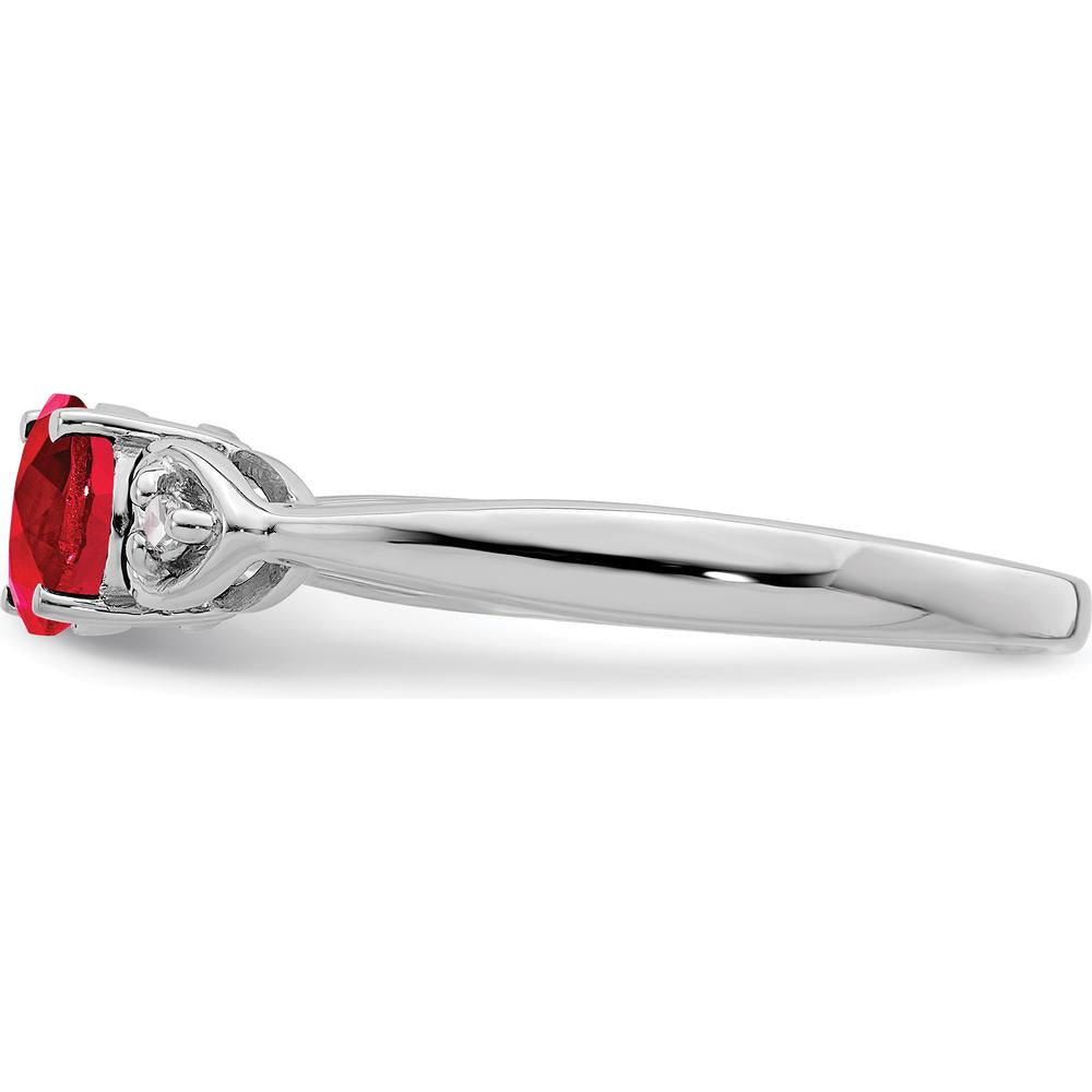 Sterling Silver Rhodium Plated Ruby and Diamond Ring - 0.54 Carat Ruby, 0.02 Carat Total Diamond Weight by Lumare Gioia