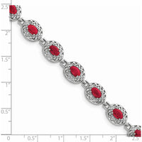 Sterling Silver Rhodium-Plated Ruby Bracelet with Milgrain Detail - 8.4 Carat Total Ruby Weight by Lumare Gioia