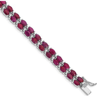 Sterling Silver Rhodium-Plated Ruby Tennis Bracelet with Oval Rubies - 21.6 Carat Total Ruby Weight by Lumare Gioia