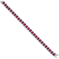 Sterling Silver Rhodium-Plated Ruby Tennis Bracelet with Oval Rubies - 21.6 Carat Total Ruby Weight by Lumare Gioia