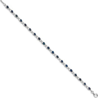 Sterling Silver Rhodium-Plated Sapphire and Diamond Tennis Bracelet - 0.18 Carat Total Sapphire Weight, 0.01 Carat Total Diamond Weight by 0