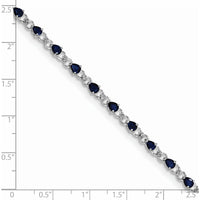 Sterling Silver Rhodium-Plated Sapphire and Diamond Tennis Bracelet - 0.18 Carat Total Sapphire Weight, 0.01 Carat Total Diamond Weight by 0
