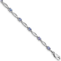 Sterling Silver Rhodium-Plated Tanzanite and Diamond Bracelet - 2.04 Carat Total Tanzanite Weight, 0.08 Carat Diamond Weight by 0