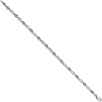 Sterling Silver Rhodium-Plated Tanzanite and Diamond Bracelet - 2.04 Carat Total Tanzanite Weight, 0.08 Carat Diamond Weight by 0