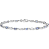 Sterling Silver Rhodium-Plated Tanzanite and Diamond Bracelet - 2.04 Carat Total Tanzanite Weight, 0.08 Carat Diamond Weight by 0