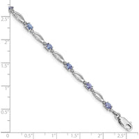 Sterling Silver Rhodium-Plated Tanzanite and Diamond Bracelet - 2.04 Carat Total Tanzanite Weight, 0.08 Carat Diamond Weight by 0
