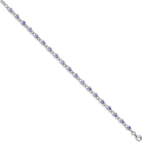 Sterling Silver Rhodium-Plated Tanzanite and Diamond Tennis Bracelet - 0.14 Carat Total Tanzanite Weight, 0.01 Carat Total Diamond Weight by Zolivia