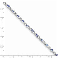 Sterling Silver Rhodium-Plated Tanzanite and Diamond Tennis Bracelet - 0.14 Carat Total Tanzanite Weight, 0.01 Carat Total Diamond Weight by Zolivia