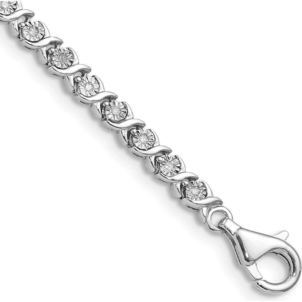 Sterling Silver Rhodium-Plated Tennis Bracelet with 0.25 Carat Total Natural Diamonds by Lumare Gioia