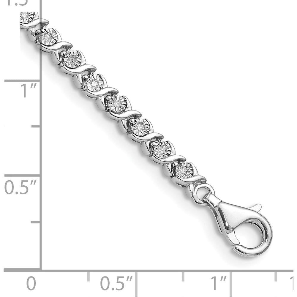 Sterling Silver Rhodium-Plated Tennis Bracelet with 0.25 Carat Total Natural Diamonds by Lumare Gioia