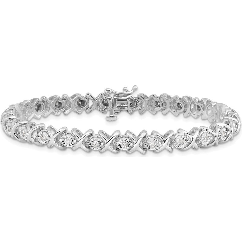 Sterling Silver Rhodium Plated Tennis Bracelet with 25 Round Diamonds - 0.50 Carat Total Diamond Weight by Lumare Gioia