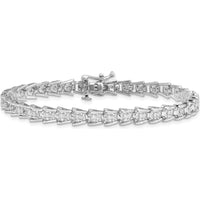 Sterling Silver Rhodium-Plated Tennis Bracelet with 37 Round Natural Diamonds - 0.62 Carat Total Diamond Weight by Lumare Gioia