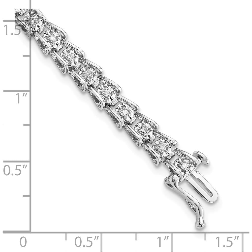 Sterling Silver Rhodium-Plated Tennis Bracelet with 37 Round Natural Diamonds - 0.62 Carat Total Diamond Weight by Lumare Gioia