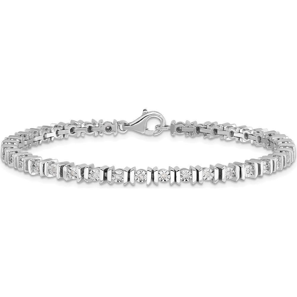 Sterling Silver Rhodium-Plated Tennis Bracelet with Diamonds - 0.50 Carat Total Diamond Weight by Lumare Gioia