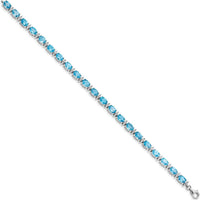 Sterling Silver Rhodium-Plated Tennis Bracelet with Swiss Blue and White Topaz - 10.71 Carat Total Gemstone Weight by 0