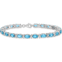 Sterling Silver Rhodium-Plated Tennis Bracelet with Swiss Blue and White Topaz - 10.71 Carat Total Gemstone Weight by 0