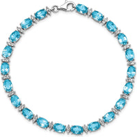 Sterling Silver Rhodium-Plated Tennis Bracelet with Swiss Blue and White Topaz - 10.71 Carat Total Gemstone Weight by 0