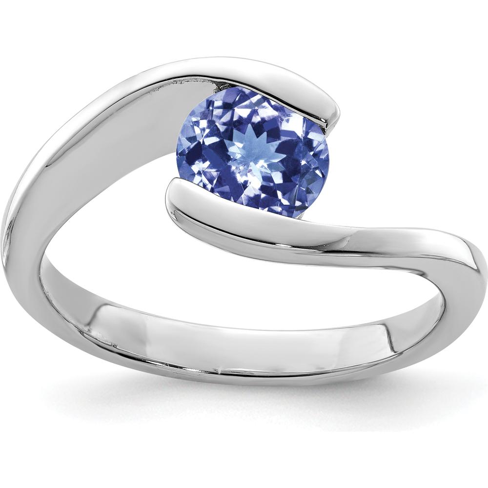 Sterling Silver Rhodium Round Tanzanite Bypass Ring with Oval Blue Tanzanite Stones - 0.5 Carat Total Gem Weight by Lumare Gioia