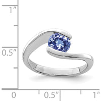 Sterling Silver Rhodium Round Tanzanite Bypass Ring with Oval Blue Tanzanite Stones - 0.5 Carat Total Gem Weight by Lumare Gioia