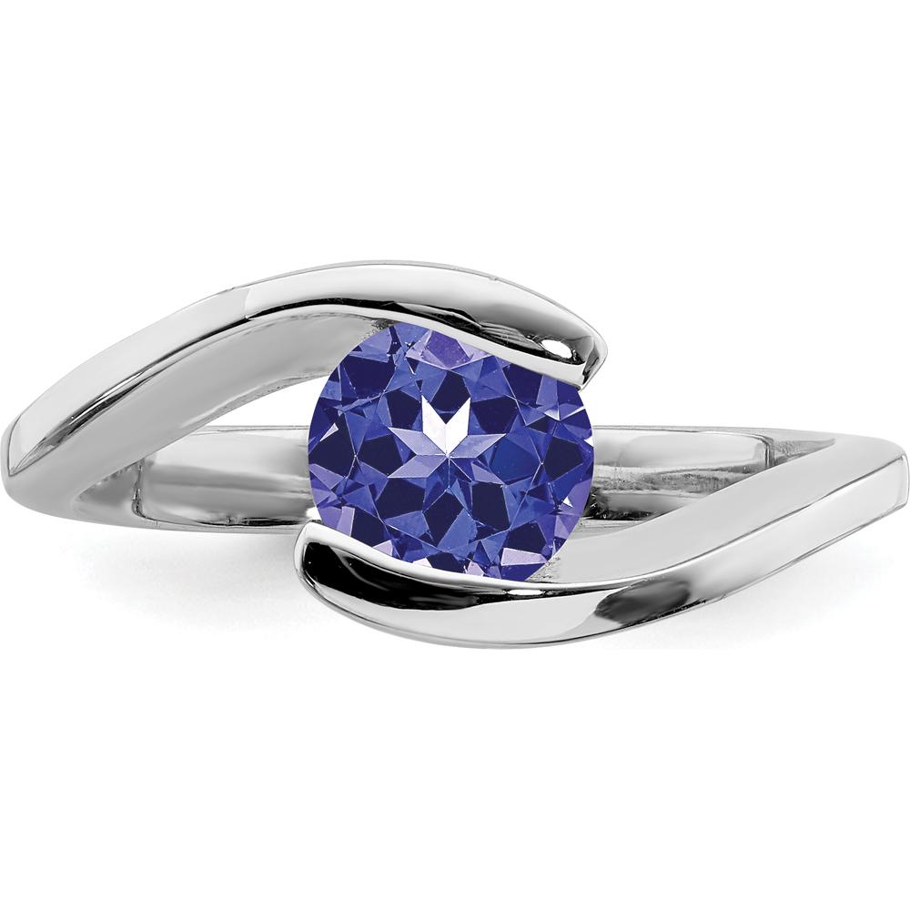 Sterling Silver Rhodium Round Tanzanite Bypass Ring with Oval Blue Tanzanite Stones - 0.5 Carat Total Gem Weight by Lumare Gioia