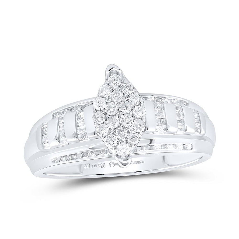 Sterling Silver Round Diamond Bridal Ring - 1/2 Carat Total Diamond Weight