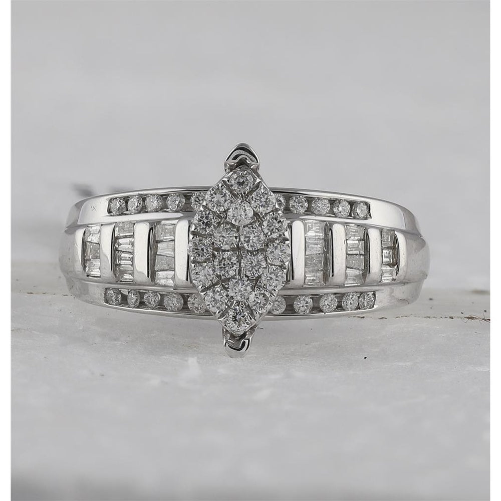 Sterling Silver Round Diamond Bridal Ring - 1/2 Carat Total Diamond Weight