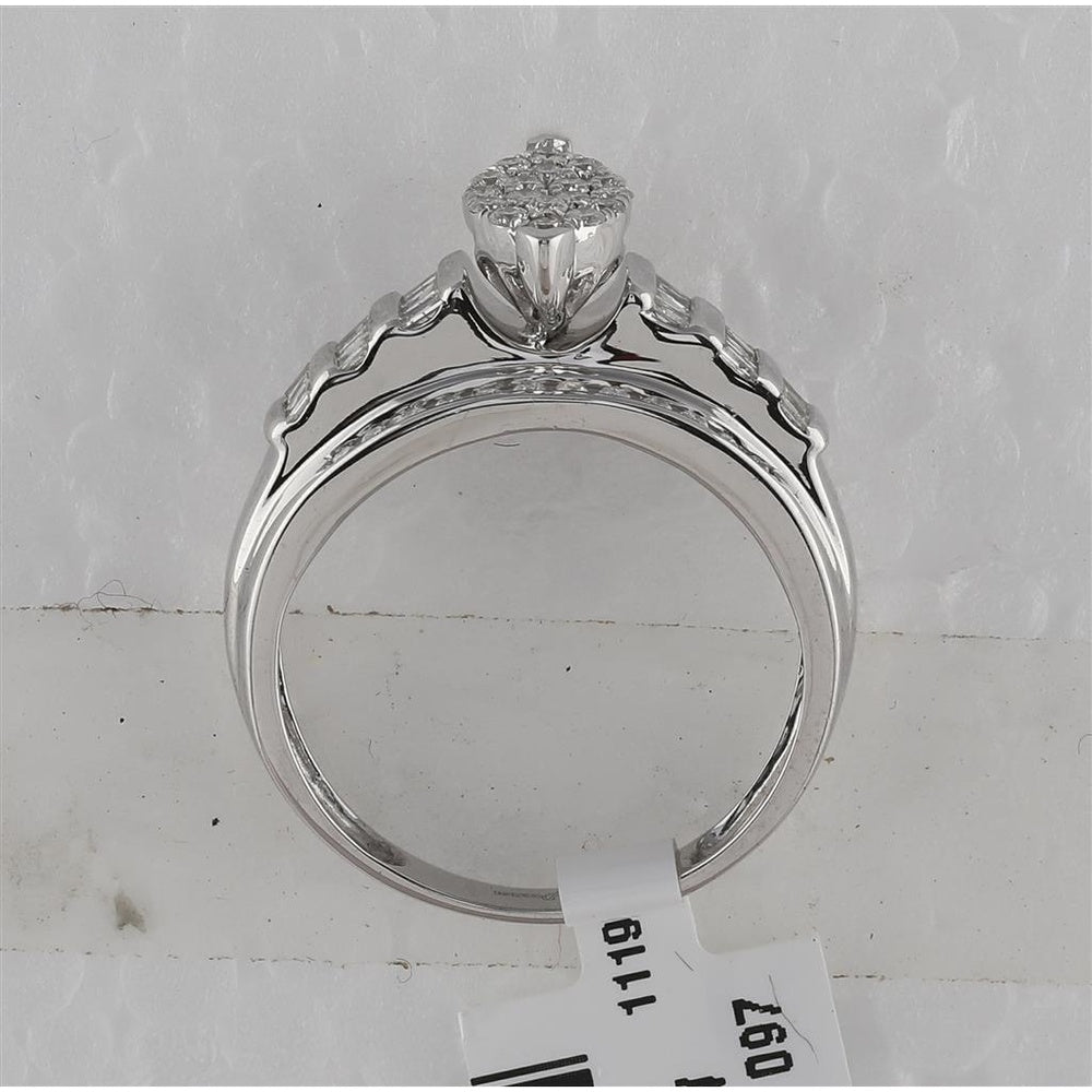 Sterling Silver Round Diamond Bridal Ring - 1/2 Carat Total Diamond Weight